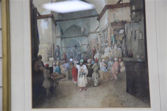 Luigi de Brocktorff (1814-1857) A Bazaar in Constantinople, 18.25 x 15in.